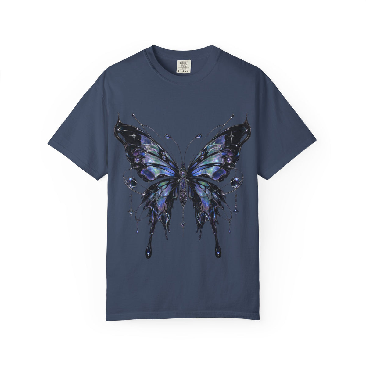 Gothic Blue Butterfly T-Shirt | Winged Insect Graphic