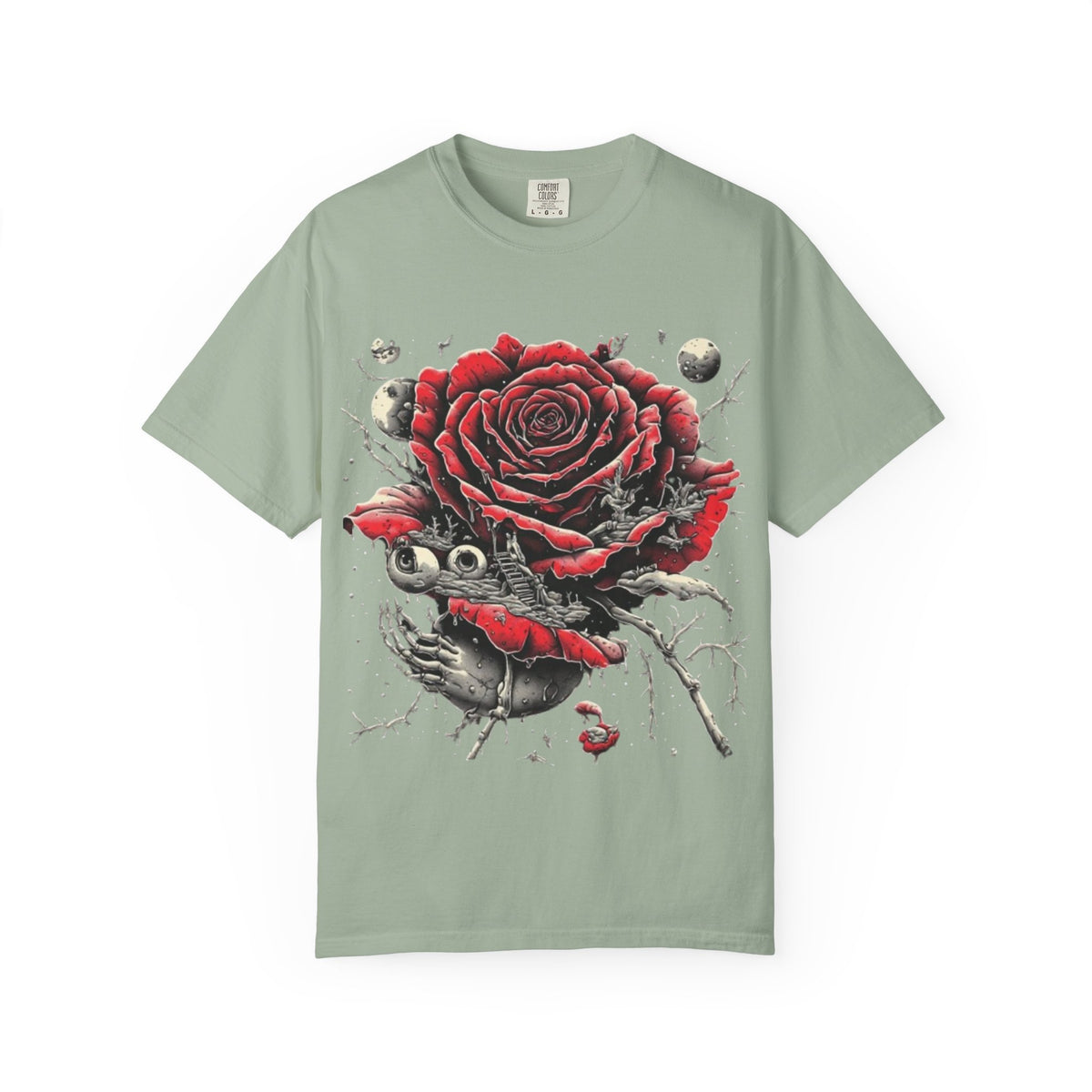 Gothic Cross and Skull Artwork T-Shirt | Dark Religious Graphic