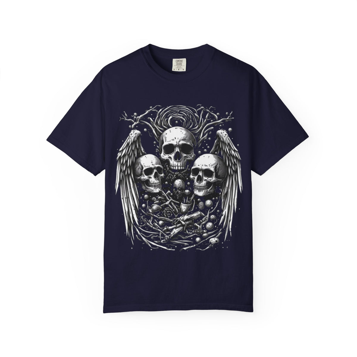 Skull and Wings Graphic T-Shirt | Gothic Skeleton Design