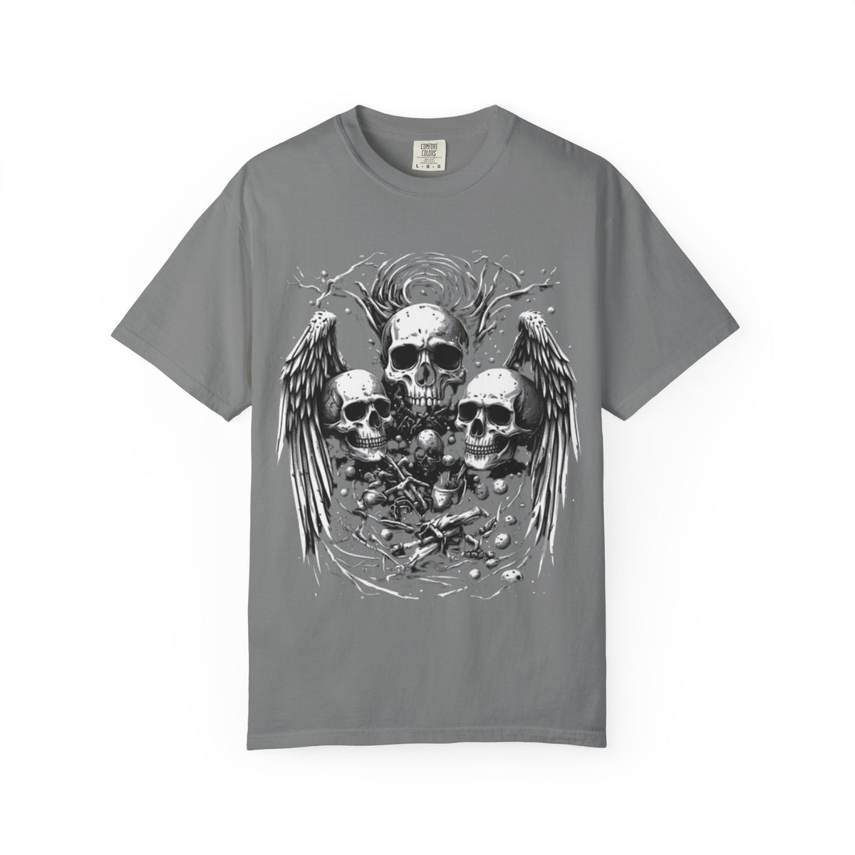Skull and Wings Graphic T-Shirt | Gothic Skeleton Design
