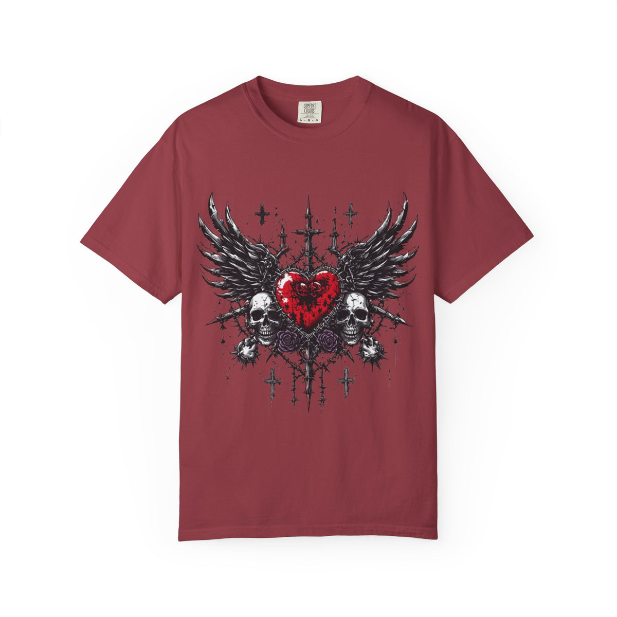 Gothic Winged Heart and Skulls T-Shirt | Dark Alternative Design