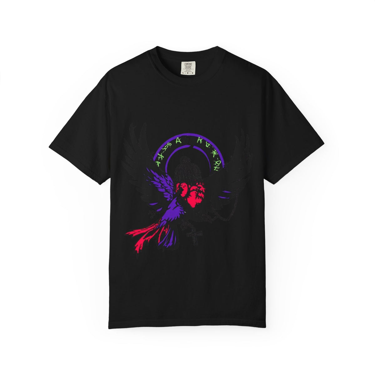 Winged Skeleton Raven Graphic T-Shirt | Gothic Cross Artwork
