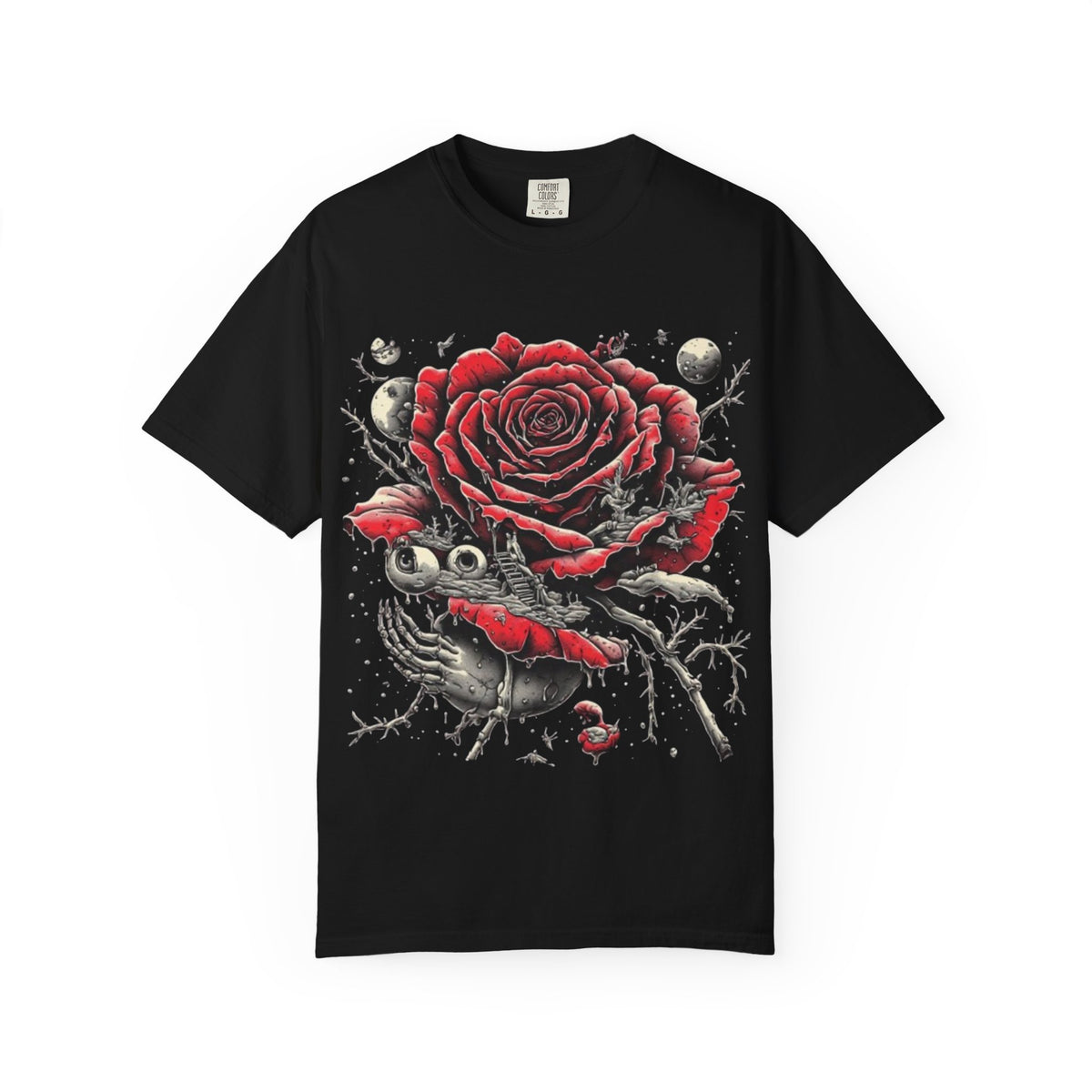 Gothic Cross and Skull Artwork T-Shirt | Dark Religious Graphic