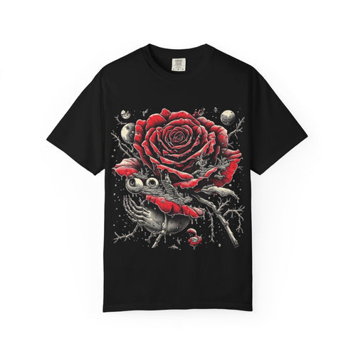 Gothic Cross and Skull Artwork T-Shirt | Dark Religious Graphic