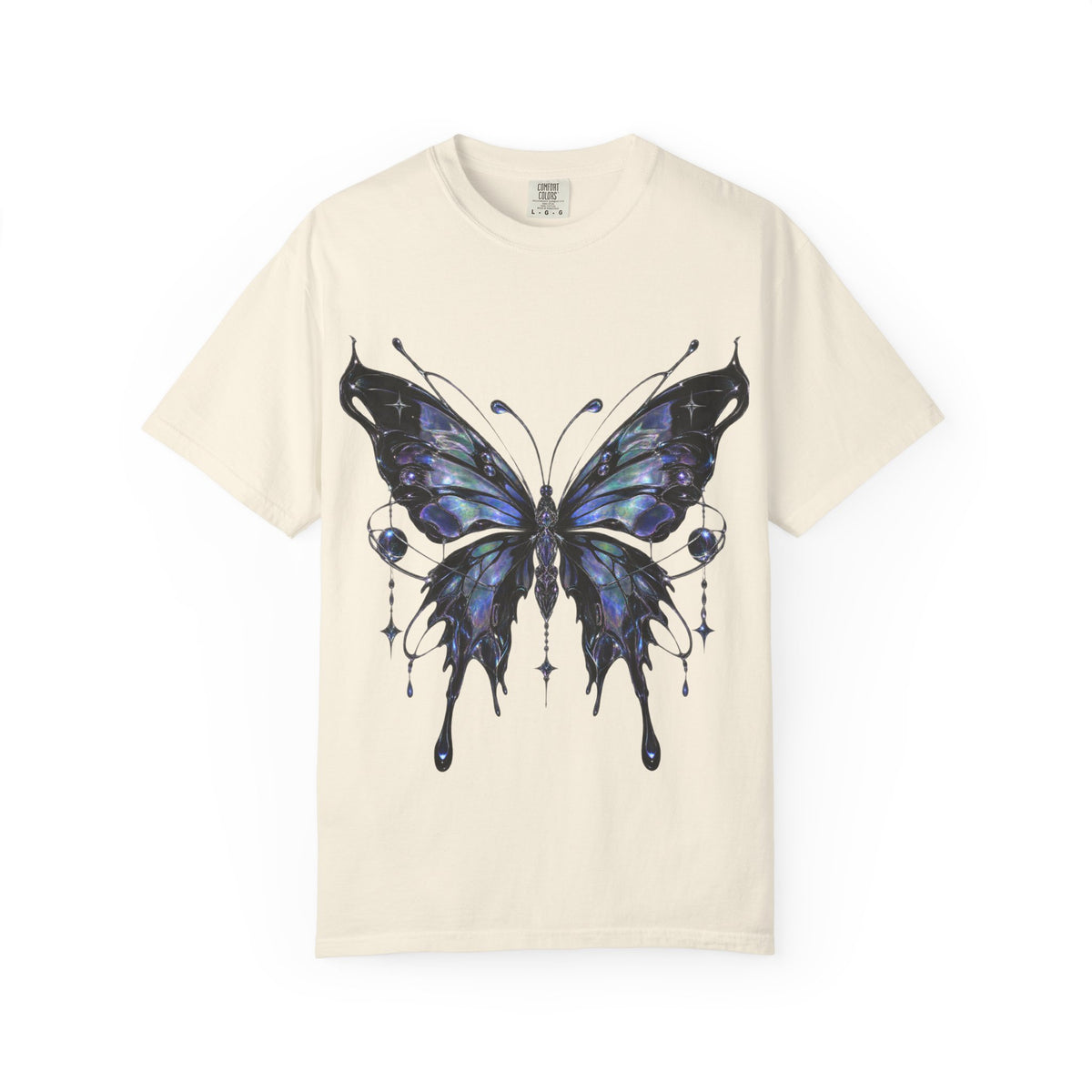 Gothic Blue Butterfly T-Shirt | Winged Insect Graphic