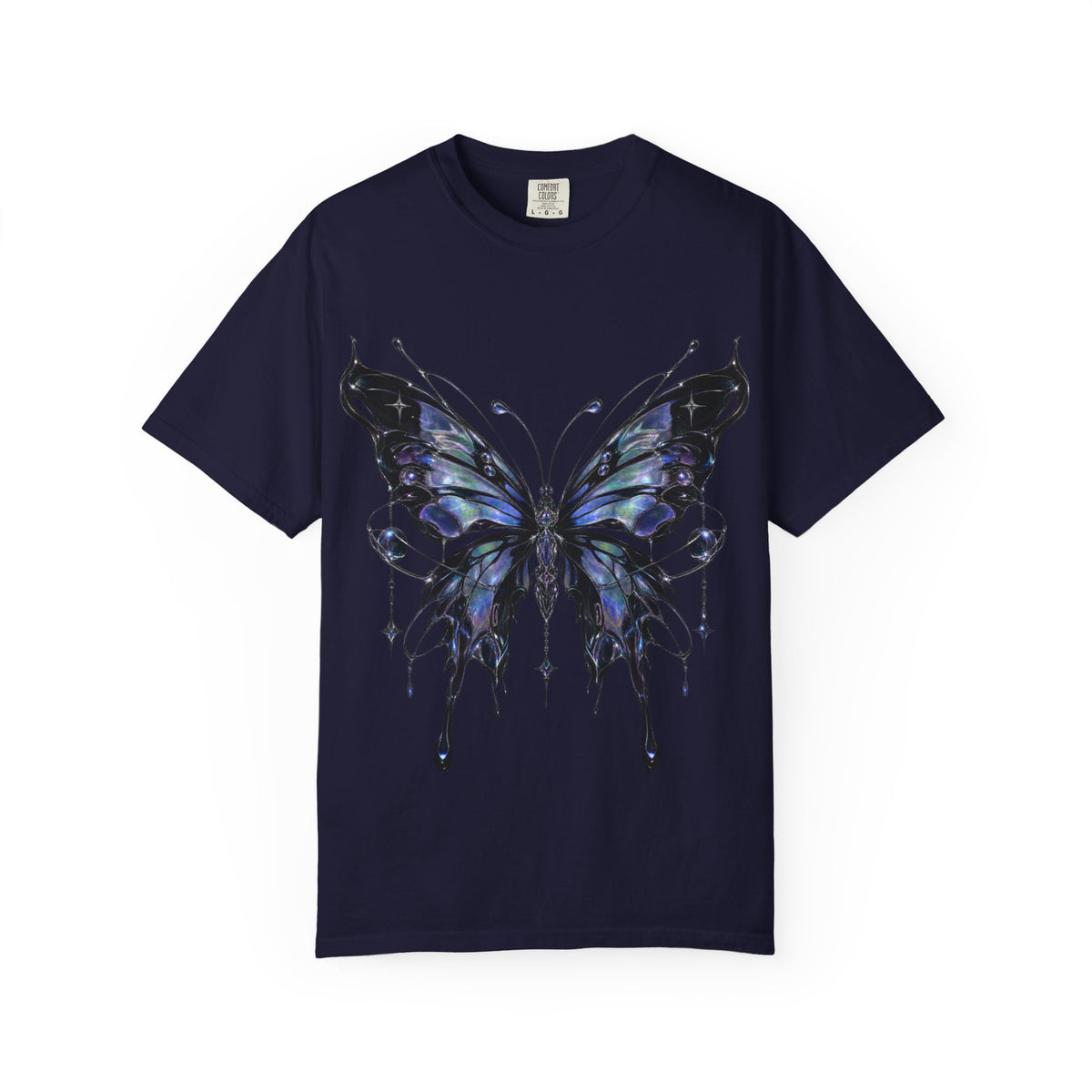Gothic Blue Butterfly T-Shirt | Winged Insect Graphic