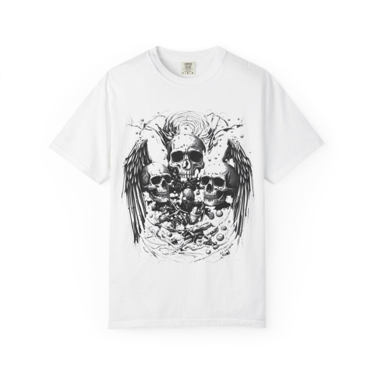 Skull and Wings Graphic T-Shirt | Gothic Skeleton Design