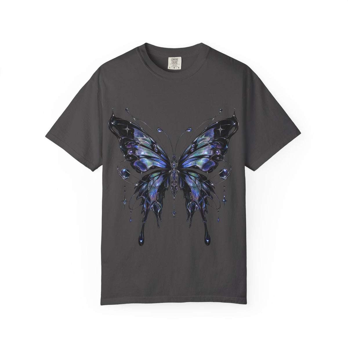 Gothic Blue Butterfly T-Shirt | Winged Insect Graphic