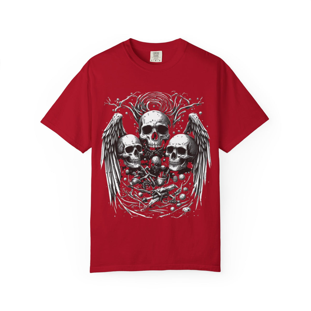 Skull and Wings Graphic T-Shirt | Gothic Skeleton Design