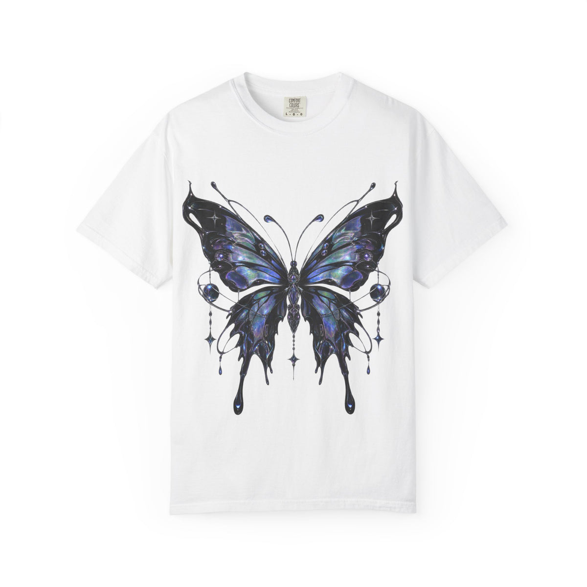 Gothic Blue Butterfly T-Shirt | Winged Insect Graphic