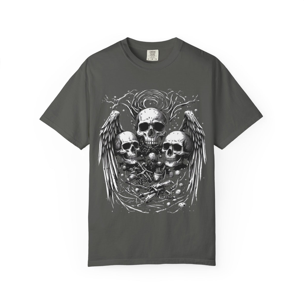 Skull and Wings Graphic T-Shirt | Gothic Skeleton Design