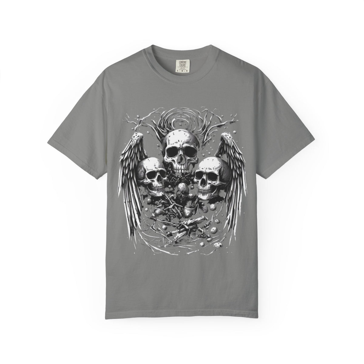 Skull and Wings Graphic T-Shirt | Gothic Skeleton Design
