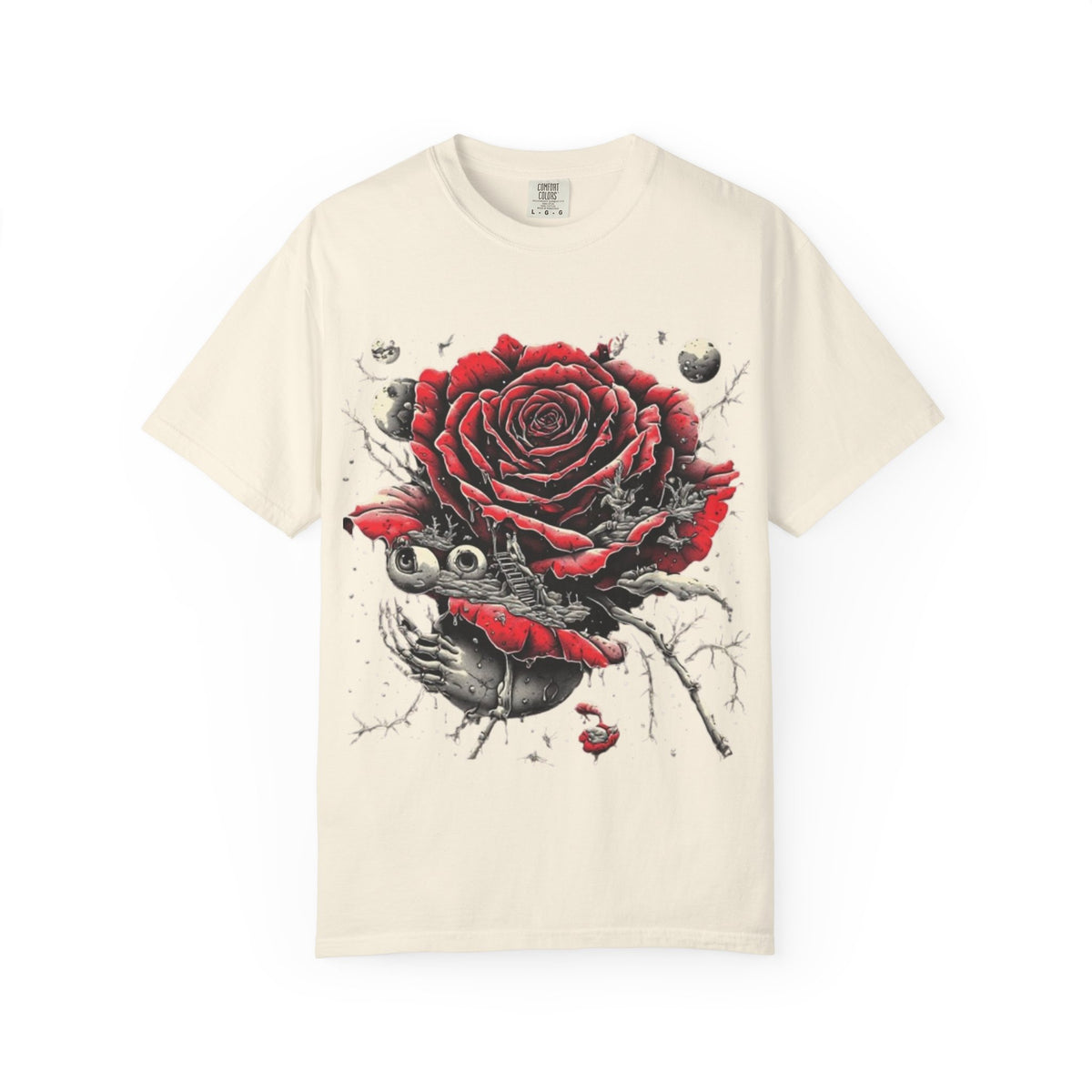 Gothic Cross and Skull Artwork T-Shirt | Dark Religious Graphic