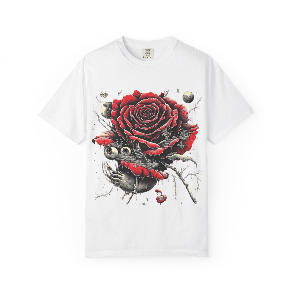 Gothic Cross and Skull Artwork T-Shirt | Dark Religious Graphic