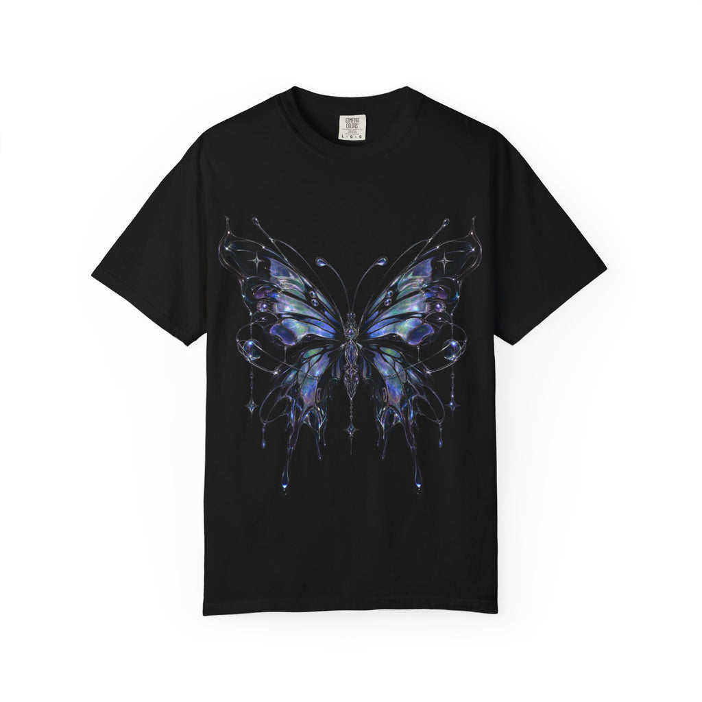 Gothic Blue Butterfly T-Shirt | Winged Insect Graphic