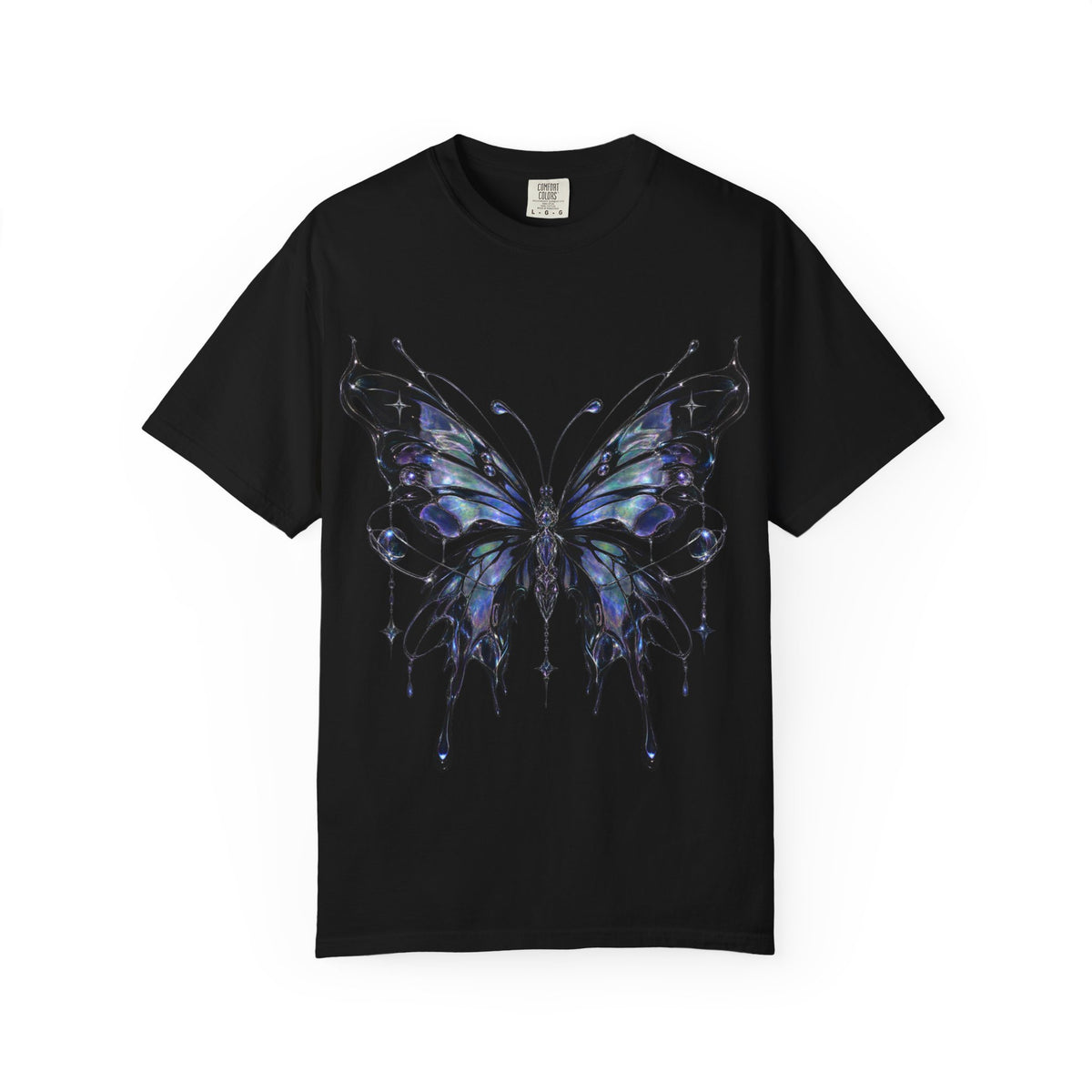 Gothic Blue Butterfly T-Shirt | Winged Insect Graphic