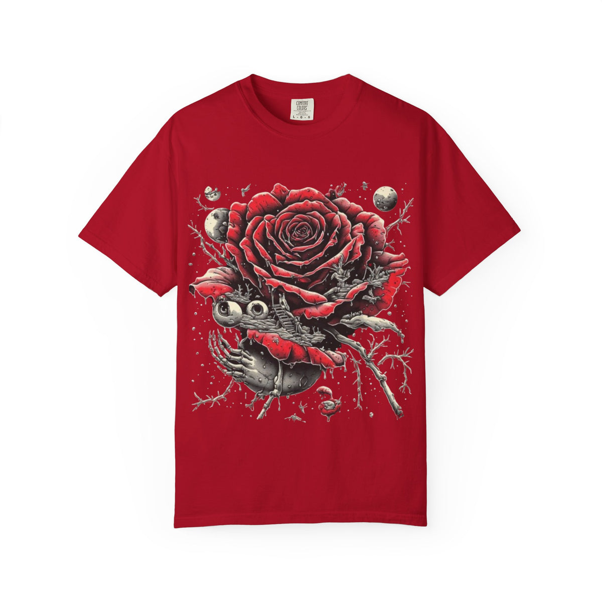 Gothic Cross and Skull Artwork T-Shirt | Dark Religious Graphic